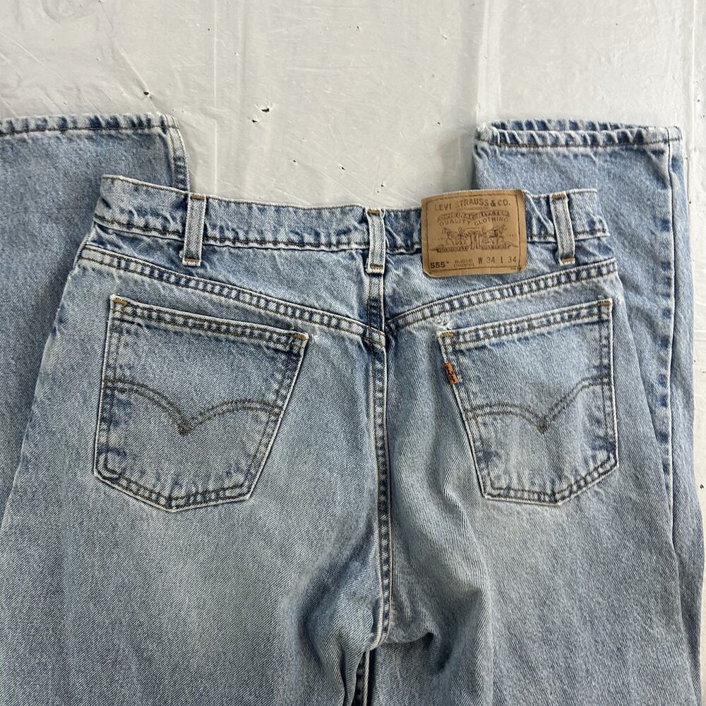 Vintage Levis Jeans Mens 34x34 Blue 555 Relaxed Straight Fit Denim Pants USA 90s - Picture 8 of 10